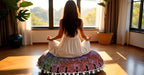CRAFT KALA 22" Mandala Meditation Floor Pillows Cover Pouf Cover Round Seating Bohemian Mandala Cotton Floor Cushion Cover Outdoor Fireplace Seating Living Room Yoga Room Home Décor (Multi Peacock)