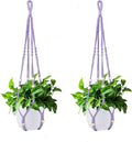 Plant Hanger for 5 to 10 Inch Plant Pots, Set of 2 Indoor Handmade 35 Inch Woven Rope Hanger Kits with Hooks and Wood Beads, Hanging Planter Basket Holder for Boho Home Decor