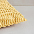 Fancy Homi 4 Packs Yellow Euro Decorative Throw Pillow Covers 26x26 Inch for Living Room Couch Bed Sofa, Rustic Farmhouse Boho Home Decor, Soft Striped Corduroy Square Cushion Case 66x66 cm