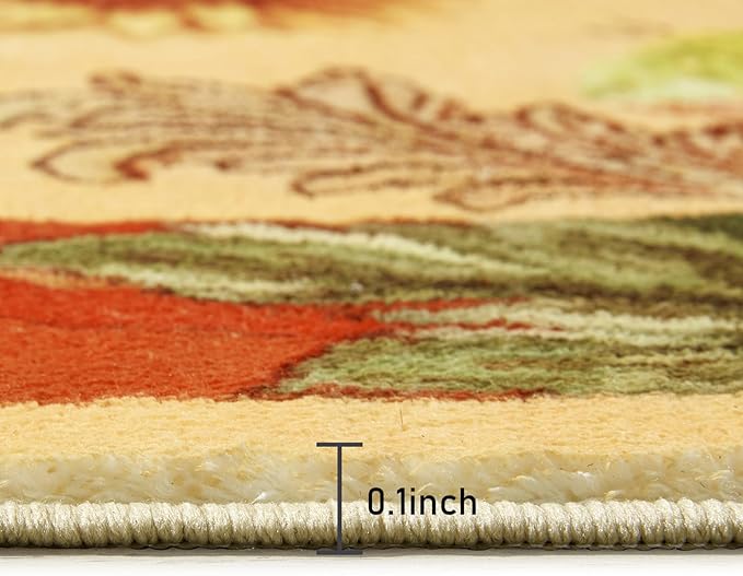 Ultra Thin Washable Mystical Rugs Stain Resistant, Sun and Moon 5x7 Area Rugs Non Slip - Retro Yellow Hippie Floral Throw Rugs for Living Room Bedroom Entryway, Trendy Indie Dorm Tapestry Rug