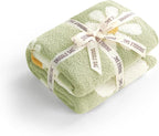 Snuggle Sac Spring Flower Throw Blanket for Couch, Fuzzy Microfiber Warm Winter Floral Blankets, Cute Throws for Girls Daughter Gifts, Flower Sage Green, 50x60 inches