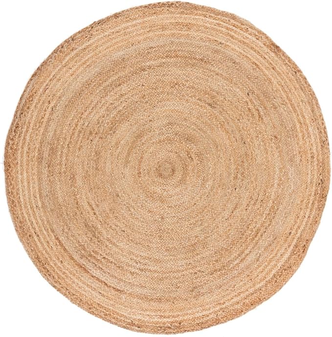 SAFAVIEH Area Rug 3' Round - Cape Cod Collection- Natural Brown, Handmade Braided Flat Weave Jute (CAP252A)