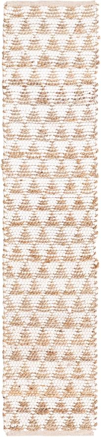 Unique Loom Chindi Jute Collection Area Rug (1' 2" x 6' 1" Table Runner, White/ Natural)