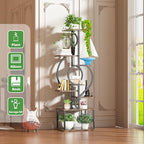 Plant Stand Indoor with Grow Light,8 Tiered Indoor Plant Stand,58" Tall Plant Flower Shelf,Creative Note Shaped Plant Holder for Home,Patio,Brown
