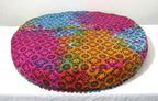 ICC Large Hippie Mandala Round Floor Pillow Cover Ottoman Pouf Cover Daybed Oversized Cotton Cushion Cover with Heavy Duty Zipper Seating Ottoman Poufs Dog-Pets Bed (Multi 4 flower, 35" Round)