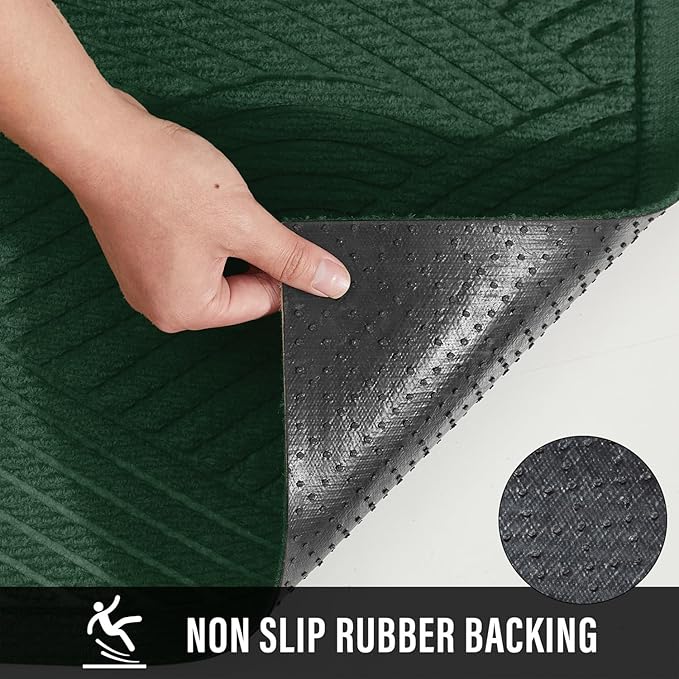 Sturdy Front Door Mat, Absorbent Muddy Dirt Resist Welcome Door Mats Outdoor Indoor, Stain and Fade Resistant, Non-Slip Backing Entry Mat Low Profile Doormat for Entryway, 47×32, Green