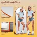 Antok 58" x18” Arched Full Length Floor Mirror, Orange Aluminum Frame, Free Standing/Wall Mount/Leaning for Bedroom, Living Room, Dressing Room