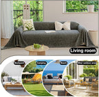 ROOMLIFE Gray Couch Cover Boho Sofa Covers for 3 Cushion Couch Washable, Furniture Protector Sofa Couch Cover for Dogs, Soft Chenille Sofa Slipcover, Couch Throw Blankets with Tassels 71 '' X 134''