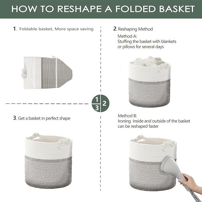 Flower Pot Rattan Plant Stand Planter with Stand, Tall Indoor Boho Woven Wicker Storage Basket with Adjustable Wood Shelf (White & Grey)