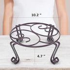 Yimobra Original Patented Plant Stand for Flower Pot Heavy Duty Potted Holder 10.2 x 4.7 Inches, Tall Indoor Outdoor Metal Rustproof Iron Garden Container Round Supports Rack for Planter Bronze/Brown