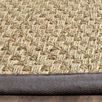 SAFAVIEH Area Rug 11x15 - Natural Fiber Collection - Large - Natural & Dark Grey, Seagrass, Basketweave Pattern with Border (NF114Q)