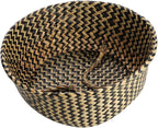 1Pc Woven Seagrass Belly Basket for Storage, Laundry, Picnic, Plant Pot Cover, and Grocery and Toy Storage (Black (Wavy Pattern))