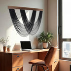 EOBTAIN Large Macrame Wall Hanging Black Yarn Tassel Woven Tapestry with Wood Board,Handmade Boho Wall Decor for Bedroom Apartment Balcony Living Room Decorations,31.5x24.4 Inch