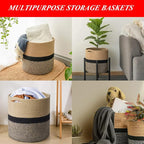 Woven Cotton Rope Plant Basket for Flower Pot Indoor Planters, 10" x 10" Jute Foldable Storage Basket Organizer Modern Decor Household Laundry Basket