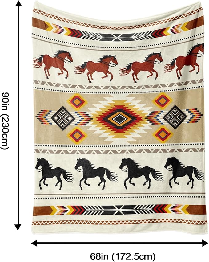 Western Throw Blanket, Cowboy Soft Cozy and Warm Couch Blankets Gift for Western Lover, Decorative Blankets for Sofa Couch Bed, Beige Brown 50×60 inches