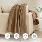 PHF 100% Cotton Muslin Blanket Twin XL Size 66"x90", 4-Layer Lightweight Gauze Throw, Breathable Cloud-Soft Minimalist Blanket for Bed, Couch, Camping & Baby, Clay, Ideal Gift