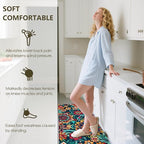 Flower Rugs for Kitchen Floor, 2PCS Anti Fatigue BohoFloral Kitchen Rugs Mats for Floor Rubber Non Slip, Washable Cushioned Colorful Flower Carpet Rug for Sink Laundry 15.7"×27.5" +15.7"×47" 3.5mm