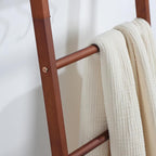 Taozun 6-Tier Wood Blanket Ladder for Living Room, Rustic Wooden Farmhouse Quilt Ladder with 4 S-hooks, 66-Inch Wall Leaning Throw Towel Rack, Space-Saving and Blanket Disply Rackfor Bedroom, Bathroom