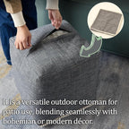Louis Donné Unstuffed Pouf Cover, 17.7 Inch Square Ottoman Cover, Ottoman Pouf Foot Rest Footstool, Cute Soft Handwoven Footrest/Cushion for Bedroom Living Room ONLY Cover (Wheat-Colored)