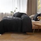 ROSGONIA Oversized Queen Comforter Black, 3pcs (1 Comforter & 2 Pillowcases) Lightweight Oversized Queen Comforter Sets Bedding Blanket Quilts