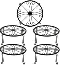 Tosnail 5 Pack Metal Plant Stands for Indoor and Outdoor, Planters Flower Pots Holder, Beverage Dispenser Stand, Pumpkin Short Stand, Double Braces Legs