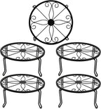 Tosnail 5 Pack Metal Plant Stands for Indoor and Outdoor, Planters Flower Pots Holder, Beverage Dispenser Stand, Pumpkin Short Stand, Double Braces Legs