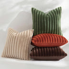 decorUhome Cozy Faux Fur Throw Pillow Covers 20x20 Set of 2 Decorative Soft Plush Striped Modern Farmhouse Boho Couch Pillow Cases with Velvet Back for Sofa Bed Living Room, Khaki Brown