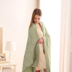 CozeCube Check Knit Throw Blanket, Sage Green Checkered Throw for Couch, Decorative Christmas Soft Cozy Warm Knitted Blanket for Bed Sofa Living Room, 60"X80"