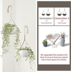 Hajia 2 Pack Waterdrop Shaped Hanging Planter, Beige Metal Plant Hanger with Non-Detachable Pots, Boho Hanging Plant Holder for Wall and Ceiling Decor.(No Plants or Drainage Holes)