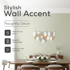 Large Macrame Wall Hanging Decor – Handmade Cotton Cord Boho Room Decor for Bedroom, Nursery, Office – 39” W x 29.5” L (Silver, Gold, White)