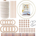 119pcs Macrame Kits for Starter 3mm x 109Yards Natural Cotton Macrame Cord with 100pcs Wooden Beads,10pcs Wooden Rings,Wooden Sticks,Metal Rings,S Hooks Macrame Supplies for Plant Hangers