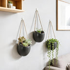 Set of 3 Ceramic Hanging Planters for Small Plants & Artificial Greenery, Wall Decor for Bathroom Living Room Bedroom Home Office Corridors