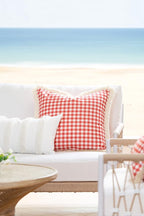 Hofdeco Premium Coastal Patio Tufted Indoor Outdoor Lumbar Pillow Cover Only, 12"x20" Water Resistant for Backyard, Couch, White Fluffy Stripes