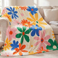 Frienda Vintage Flower Blanket Boho Colorful Throw Blanket Hippie Soft Blanket Preppy Decor Aesthetic Floral Flannel Throw Blanket for Sofa Couch Bed Chair or Dorm Supplies 50" x 60"