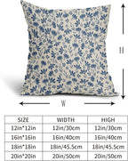 Blue Floral Pillow Covers 18x18 Set of 2 Vintage Rustic Old Style Cute Small Flower Blue Cream Print Decorative Outdoor Pillowcases Farmhouse Throw Cushion Case Decor for Couch Sofa Bed
