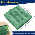 Floor Pillow Set of 2, Memory Foam Meditation Cushion, Floor Cushions for Adults Sitting, Large Square Seat Cushions for Yoga, Living Room, 20x20 Inch (Green)