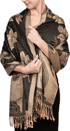 Achillea Reversible Paisley Pashmina Rave Scarf – Exotic Indian Shawls and Wraps for Evening Dresses, Festivals, All Seasons