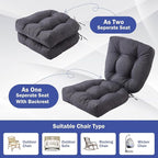 Outdoor Chair Cushions Set of 2, Patio Chair Cushions with Ties, 17x17+4” Tufted Outdoor Seat Cushions, Waterproof Patio Furniture Cushions, Outdoor Dining Chair Pads, Dark Grey (Pack of 2)