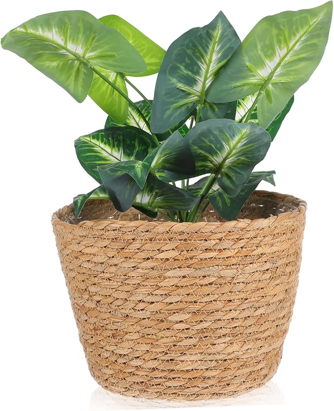 SUPVOX Boho Style Rattan Plant Pot Woven Basket for Indoor Plants Decorative Flower Container Indoor Liner