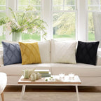 decorUhome Spring Throw Pillow Covers 16x16 Inch Set of 2, Soft Plush Faux Fur Wool Black Accent Couch Pillow Covers for Modern Farmhouse Bed Sofa Living Room