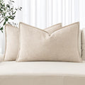 MIULEE Decorative Linen Lumbar Pillow Covers 12x20 Inch Natural Beige Boho Farmhouse Neutral Couch Throw Pillows for Bed Pack of 2 Accent Modern Pillowcase Sofa Livingroom Home Decor