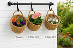 Handwoven Hanging Wall Baskets Set of 3 – Natural Rattan-Style Woven Storage Baskets with Handles, Multi-Size 7”/6”/5” for Kitchen, Fruit, Garlic, or Home Décor Organization