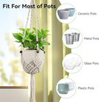 USLAI Macrame Plant Hanger Indoor Outdoor, Fits 3 to 6.5 inch Pots, Hanging Planter Holder with Beads and Tassels, Boho Home Decor, 35+35 Inch, Ivory (POTS NOT Included)