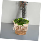 DECHOUS Woven Plant Pot Basket with Tassel Boho Style Planter for Indoor Outdoor Use Compact Decorative Flower Holder and Storage Basket Farmhouse Floral Decor Gift