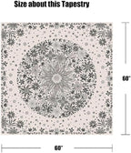 Neasow Bohemian Tapestry Wall Hanging, Beige White Floral Tapestry with Dotted Daisy Medallion Print Bedroom Boho Hippie Home Decor, 60×60 inches