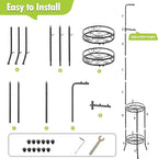 Adjustable Metal 4 Potted Flower Pot Plant Stands - 2 Tier 72 inch Tall Indoor Outdoor Heavy Duty Plant Shelf with Hangers - Perfect for Living Room Corner and Patio (White)