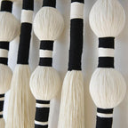Flber Macrame Wall Hanging Tassels Sphericity Cotton Textile Hanging Geometric Yarn Wall Art for Bedroom Living Room Decor 15.7" W x 39" L