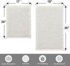 MIULEE Set of 2 Waffle Bathroom Rugs, Boho Bath Rugs Non Slip Washable, Super Absorbent Bath Mats, Ultra Soft Rubber Backed Shower Mats for Bathroom Floor, Tub, White, 17"x24"+18"x30"