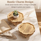 2 Pack Mini Wood Pedestal Stand, 8.5 Inch Small Plant Risers for Decor, Farmhouse Plant Stool Display Stand, Footed Pedestal Tray Plant Holder for Candles, Soap, Garden, Patio, Home, Kitchen, Bathroom