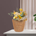 Veemoon 2Pcs Wicker Planter Basket, Rattan Grass Woven Flower Pot Seagrass Planter with Plastic Liner Farmhouse Storage Fruit Bowl Hyacinth Storage Baskets for Plant Flower Fruit Vegetable, 8.65inch H